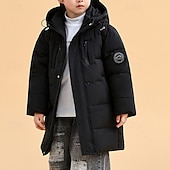 cheap Boy's Downs &amp; Parka Jacket-Kids Girls' Down Jacket Puffer Jacket Solid Color Sports Pocket Keep Warm Windproof Outdoor Coat Outerwear 4-12 Years Winter Black Yellow Purple