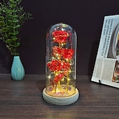 olcso Dekoratív fények-Üveg rózsa örök kristály virág világító rózsák üvegdóm alatt ajándékok nőknek anyának nagymamának feleségnek nővérének