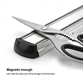 olcso Konyhai tárolás-1 db-os alumíniumötvözetből készült mágneses fali késtartó, tartós fém konyhai késtartó, lyukmentes tárolóállvány, erős mágnesek, helytakarékos kialakítás, könnyű hozzáférés és tisztítás, tökéletes