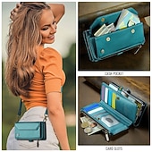 cheap Samsung Cases-Phone Case For Samsung Galaxy Z Fold 7 Wallet Case with Lanyard with Wrist Strap Kickstand TPU PU Leather