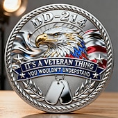  dd-214 moneta commemorativa per veterani della confraternita d'onore, moneta da sfida militare in lega di ferro per veterani, souvenir di pensionamento con disegno di aquila calva per esercito,