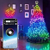 abordables Guirlandes lumineuses USB-Guirlande lumineuse colorée Bluetooth App étanche en fil de cuir effet coloré de course de chevaux guirlande féerique lumières décoratives d'ambiance pour arbres mariage festival fête du Nouvel An