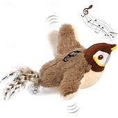 abordables Fournitures pour la maison-Jouet oiseau couineur rechargeable pour chats &amp;Chiens - jouet interactif pour animaux de compagnie, conçu avec des plumes artificielles résistantes, un effet sonore réaliste et rechargeable par USB.