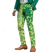  St. Patrickin päivän miesten nelilehtiset apilat raidalliset housut puku housut keskitason vintage retro katumuoti loma kapea malli taskuilla kesä kevät 3D-tulostus vihreä 1 vihreä