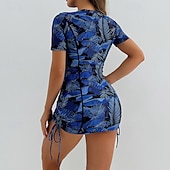 levne Tankiny-Dámské Plavky 2 ks Kraťasy Plavky Zip prázdniny Oblečení na pláž Grafika Kulatý Krátké rukávy Plavky