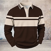 olcso Férfi rögbipóló-Férfi Csík Gofris pólóingek Rugby Polo Hosszú ujj Pólóingek Galléros ingek Alkalmi Sportruházat Hétköznapi viselet Gombok Tavasz Ősz Tél Sötétkék