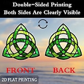 cheap St. Patrick's Day-St. Patrick's Day Sun Catcher, Large Celtic Knot Window Hanging Decoration, Painted Glass Effect in Green, Gold, Black &amp; Emerald