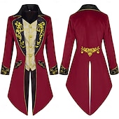 voordelige Bovenkleding-Vintage Punk  Gothic 18e Eeuw Jas Cosplay Kostuum Tuxedo Vampier Heerschap Geborduurd Volwassenen Mannen Ebenezer Scrooge Elf Steampunk Halloween Carnaval Maskerbal Performance Ren Fair Kerst