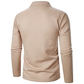 baratos Polo Clássico Masculino-Homens Camisas Polo Waffle Textura Casual Ao ar livre Com Zíper Quarter Zip Manga Longa Moda Moderno Côr Sólida Textura Zip Up Primavera &amp; Outono Todas as Estações Normal Preto Branco Vinho Azul