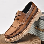 economico Scarpe Casual con Lacci-mocassini da uomo in pelle color cuoio, scarpe da sposa slip-on alla moda per gli sposi, perfette per eventi nuziali casual e semi-formali, calzature formali comode ed eleganti
