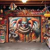 economico Striscioni per Garage e Porte-Martedì grasso Copertura per porta del garage Grande appeso Pagliaccio Lusso 3D Da serata All'aperto Sfondi di ripresa Porta d'ingresso Stile Carnevale di Venezia Arredamento per la casa