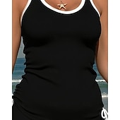 abordables Surfing Tankinis &amp; Bikinis-Mujer Traje de baño Tankini 2 Piezas Color sólido Utra ligero (UL) Protección UV Elástico Sin Mangas Bañadores Surf Submarinismo Verano