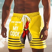 economico Animali &amp; Uccelli-Per uomo Pollo di plastica Anatra Gergo divertente Costumi da bagno Pantaloncini da mare Pantaloncini da Surf Misura del girovita medio Divertente Casuale Vacanza al Mare Tasche Laterali fodera in