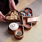 cheap Valentine's Day-Valentine's Day Vintage Heart-Shaped Wooden Tray Decorative Dark Wood Grain Organizer for Snacks, Jewelry, Keys and Small Items Home Decor Display Tray