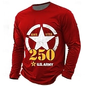  4. Juli 2026 250. Jahrestag Memorial Day Herren 3D Druck US-Flagge Crew Neck Langarm T-Shirt Freizeit Tagesstraß