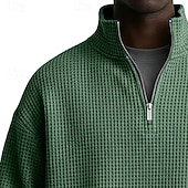 economico Felpe di base-Per uomo Maglia Felpa a nido d'ape Felpa con cappuccio Felpa con zip corta Aalbicocca Rosso bordeaux Bianco Verde chiaro Blu marino Colletto Mao Semplice Testurizzato Casuale Quotidiano Sport