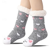 abordables refrigeración calefacción-Calcetines de cachemira ultra gruesos para mujer, calcetines de casa suaves y antideslizantes con agarre, calcetines navideños cálidos y acogedores, calcetines de invierno suaves e inherentes.