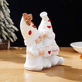 cheap Valentine's Day-Valentine's Day Gnome Resin Figurine – Cute Cartoon Coffee Elf Statue, Hand-Painted Desk Decor, Pink Room Ornament for Shelf Display, Wedding Anniversary Party Decorations, Funny Gifts Home Decor