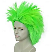  Parrucche Verdi Parrucca Sintetica Liscia Taglio Stratificato Asimmetrico Parrucca Fatta a Macchina Corti Capelli Sintetici Verdi Uomini Festa Naturale Verde