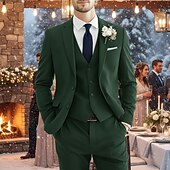 preiswerte Hochzeitsanzüge-Herren Trauzeugen Anzüge Strandhochzeit Frühlingshochzeit Schwarz Burgunderrot Frühling &amp; Sommer Anzug Gekerbtes Revers Party Geschäftlich Einfarbig Schmale Passform 3-teilig Einreihige