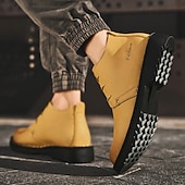 preiswerte Arbeitsschuhe-Lässige gelbe Herren-Ankle-Boots – bequem, stilvoll mit weichem Futter, ideal für legere Hochzeiten und Veranstaltungen im Freien