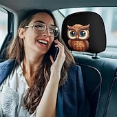 זול כיסויי בד-2 יחידות כיסויי משענות ראש לרכב עם הדפסה מצוירת של חיות חמודות, ללא מילוי, אביזרי פנים לרכב, כיסויי משענות ראש אוניברסליים לרכב, קישוטי פנים לרכב, מתאים לשימוש בכל מזג אוויר ללא מילוי