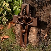 cheap Gifts-Intertwined Hearts Wooden Cross, Romantic Handcrafted Gift, Engravable Design, Perfect for Weddings, Anniversaries, or Special Occasions, Elegant Religious Home Decor