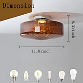 cheap Flush Mounts &amp; Semi Flush Mounts-Green/AmberCeiling Light Fixture Retro Glass Flush Ceiling Light Farmhouse Semi-Flush Mount Fixture with Drum-Shaped Glass Shade flush light suitable for hallways bedrooms living rooms and bathroom