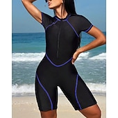 preiswerte One Pieces Rash Guards-Damen Anti UV Shirt Badeanzug Einteilige Patchwork Reißverschluss UV Schutz Hohe Elastizität Ärmellos Bademode Surfen Tauchen Schnorcheln Sommer