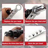 abordables Abrazaderas y alicates-Adaptador de pistola remachadora eléctrica de grado profesional, accesorio de remaches para taladro eléctrico inalámbrico con 4 cabezales de remache de 2,4 mm, 3,2 mm y 4,0 mm, herramienta de