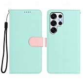 ieftine Carcasă Samsung-telefon Maska Pentru Samsung Galaxy S26 Ultra Plus S25 Ultra Plus S24 Ultra Plus S23 Ultra Plus S24 FE S22 Plus Ultra S23 FE Portofel Card rezista Acceptă încărcarea fără fir cu curea de mână Retro