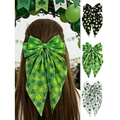 Χαμηλού Κόστους αξεσουάρ-Γυναικείο σετ 3 κλιπ μαλλιών με φιόγκο τριφύλλι για την ημέρα του Αγίου Πατρικίου, oversized ιρλανδέζικες πράσινες κορδέλες, εορταστικά αξεσουάρ μαλλιών με τριφύλλι για γυναίκες &amp;κορίτσια, ιδανικά για