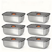 billiga Köksförvaring-6-delade 50.72oz rostfria matförvaringsbehållare, lunchlådor för kylskåp och frys, hållbart köksförvaringsset