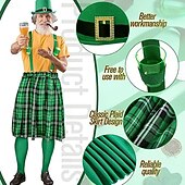cheap Men's Clothing​-St. Patrick 2026 Leprechaun Shamrock Irish Carnival Fancy Costume Kilts Y-Back Suspenders Novelty Funny Adults' Men's Saint Patrick's Day Casual Party Easy Carnival Costume Dress Up