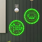 お買い得  装飾ライト-アイルランドの聖パトリックの日の飾り、LED吊り下げライト、22/24cmのシャムロック &amp;レプラコーンの帽子の吸盤ライト、屋内ドア、窓、壁、パーティー、休日の装飾、単4電池ボックス付き