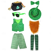 cheap Kids' Clothing-St. Patrick 2026 Shamrock Lucky Irish Carnival Fancy Costume Novelty Funny Kid's Boys' Carnival Saint Patrick's Day Party Easy Carnival Costume Dress Up