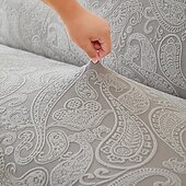 halpa Futon sohva kansi-2 eri kokoa hameen helmatyylinen jacquard-kangas käsinojaton vuodesohvan päällinen sohvan uudenvuoden koristepäälliset joustava suoja joustava penkin päällinen