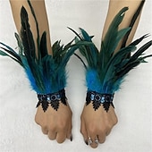 abordables Accesorios-Carnaval 2026 Accesorios de Samba del Carnaval de Río Muñequeras de Plumas Negras con Encaje - Pulseras Elegantes para Fiestas Gatsby Disfraz de Festival de Brasil