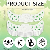 economico Forniture per feste-Confezione da 6 adesivi per tatuaggi glitterati con lentiggini e foglie verdi irlandesi (stile femminile), trucco per il viso con glitter verdi, adesivi per tatuaggi per il viso di San Patrizio