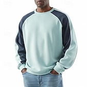 Χαμηλού Κόστους Βασικά φούτερ-Ανδρικά Πουλόβερ Φούτερ πουλόβερ με κουκούλα και πουλόβερ Βαθυγάλαζο Γκρίζο Μπλε Απαλό Στρογγυλή Ψηλή Λαιμόκοψη Όρθιος γιακάς Σκέτο Κουρελού Μπλοκ χρωμάτων Causal Καθημερινά Αθλήματα &amp; Ύπαιθρος