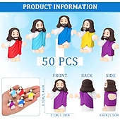 abordables Pâques-Lot de 50/100 petites figurines de Jésus, mini-figurines de Jésus en vrac, cadeau de Pâques, petites statues pour garnir les œufs de Pâques, figurines miniatures multicolores de Jésus à cacher