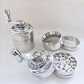 voordelige Keukengerei &amp; Gadgets-Robuuste handmatige zinken kruidenmolen en -vergruizer, draagbare kruidenmolen met handslinger voor thuis, in de keuken, op de camping en in restaurants. Ideaal voor specerijen, kruiden, koffie en
