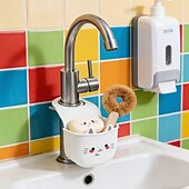 halpa Keittiövälineet ja -laitteet-2 kpl söpö kissa silikoninen hanateline tyhjennysreiällä tilaa säästävä säilytysteline sienille, siveltimille kylpyhuoneessa ja keittiön lavuaarissa, kestävä koristeellinen järjestäjä