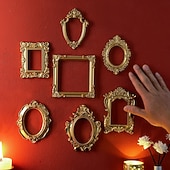 tanie Rzeźby-1 szt. Materiał żywiczny w stylu europejskim, trójwymiarowa, wzorzysta złota rama do dekoracji, dekoracja ścienna DIY, odpowiednia do zdjęć, dekoracja salonu, dekoracja miniaturowego domu