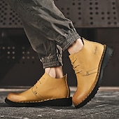 preiswerte Arbeitsschuhe-Lässige gelbe Herren-Ankle-Boots – bequem, stilvoll mit weichem Futter, ideal für legere Hochzeiten und Veranstaltungen im Freien