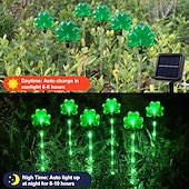 cheap Landscape Lights-St. Patrick's Day Irish 1-to-6 Outdoor Solar Waterproof Shamrock Stake Lights with Green LED, Garden Yard Pathway, Lawn, Festival Party Holiday Decoration, Glow-in-the-Dark