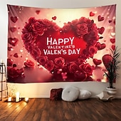 levne Nástěnné tapiserie-Valentýn gobelín Bannery Deka Rose láska Srdce Roztomilý Romantické 3D Večírek Obývací pokoj Střelecké pozadí Dekorace pro návrh na sňatek Bytové dekorace