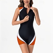 abordables Rash Guards de Una Pieza-Mujer Camiseta Protección Solar Surf Traje de baño Una pieza Retazos Cerrar Protección UV Alta elasticidad Sin Mangas Bañadores Surf Buceo Submarinismo Verano