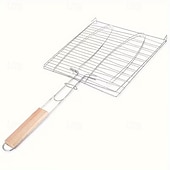 billiga Griller och matlagning utomhus-stor grillkorg i rostfritt stål - vikbar rostfri nätklämma tillagas jämnt av grönsaker, kött och skaldjur