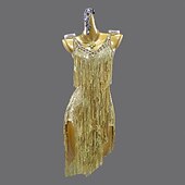 economico abito da competizione-abito da ballo latino con strass e nappe, paillettes, per feste da donna, senza maniche, per salsa, rumba, costumi da ballo